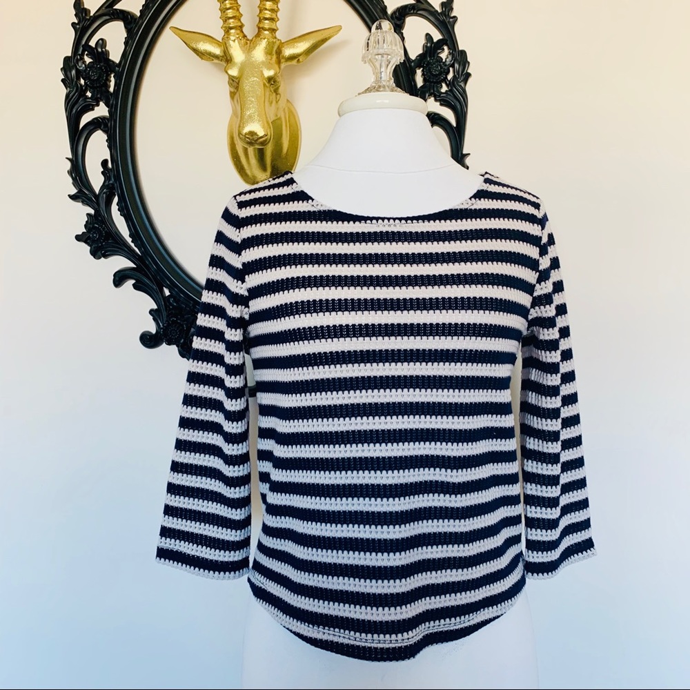 Black Swan Navy and White Striped Knit Top